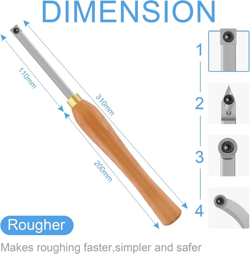 CDBP Wood Turning Tool Mini Size Rougher Chisel With 11mm Straight Square Inserts for Wood Hobbyist or DIY or Carpenter. - Image 2